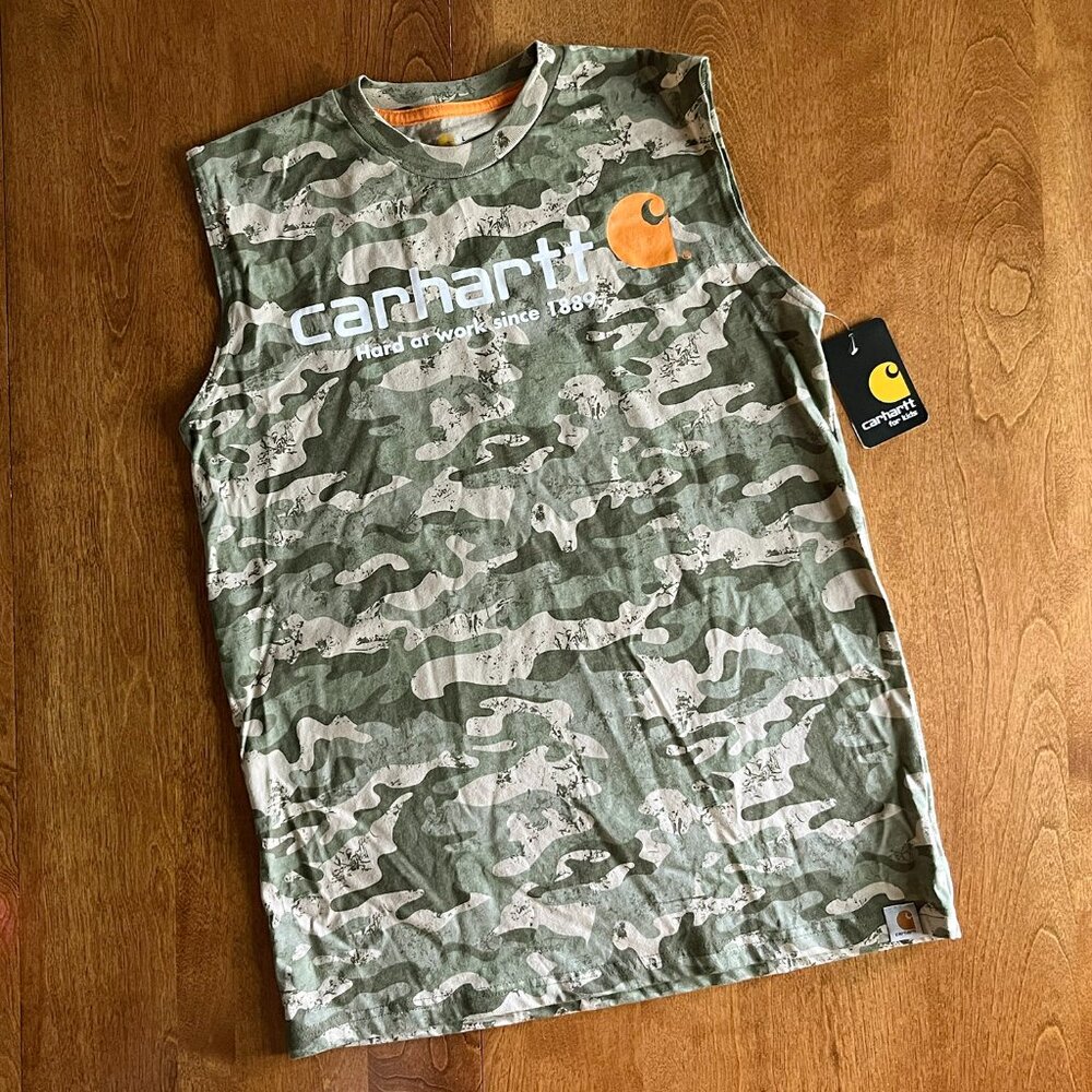 Carhartt camo tank top L 14-16 NWT